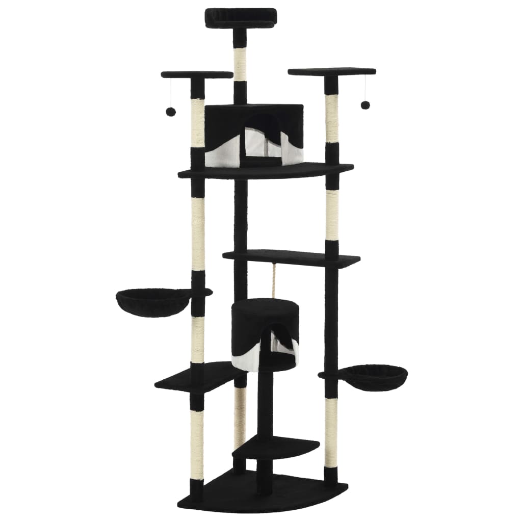 Cat Tree with Sisal Scratching Posts 203 cm Black and White