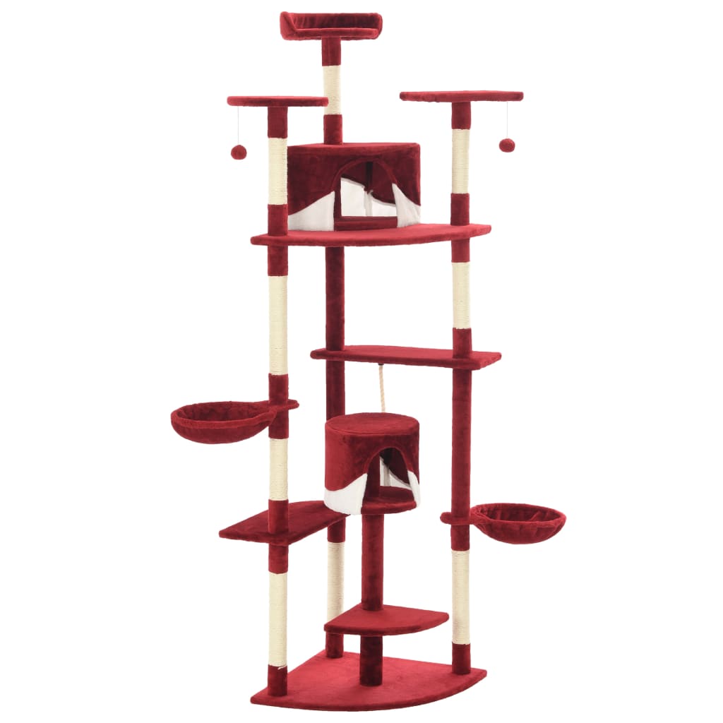 Cat Tree with Sisal Scratching Posts 203 cm Red and White