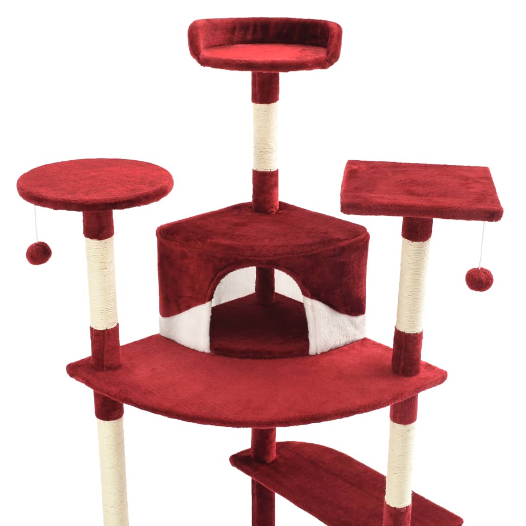 Cat Tree with Sisal Scratching Posts 203 cm Red and White