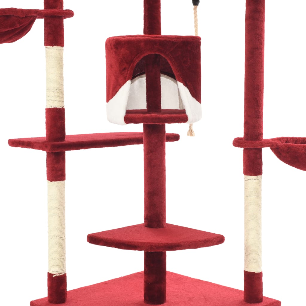 Cat Tree with Sisal Scratching Posts 203 cm Red and White