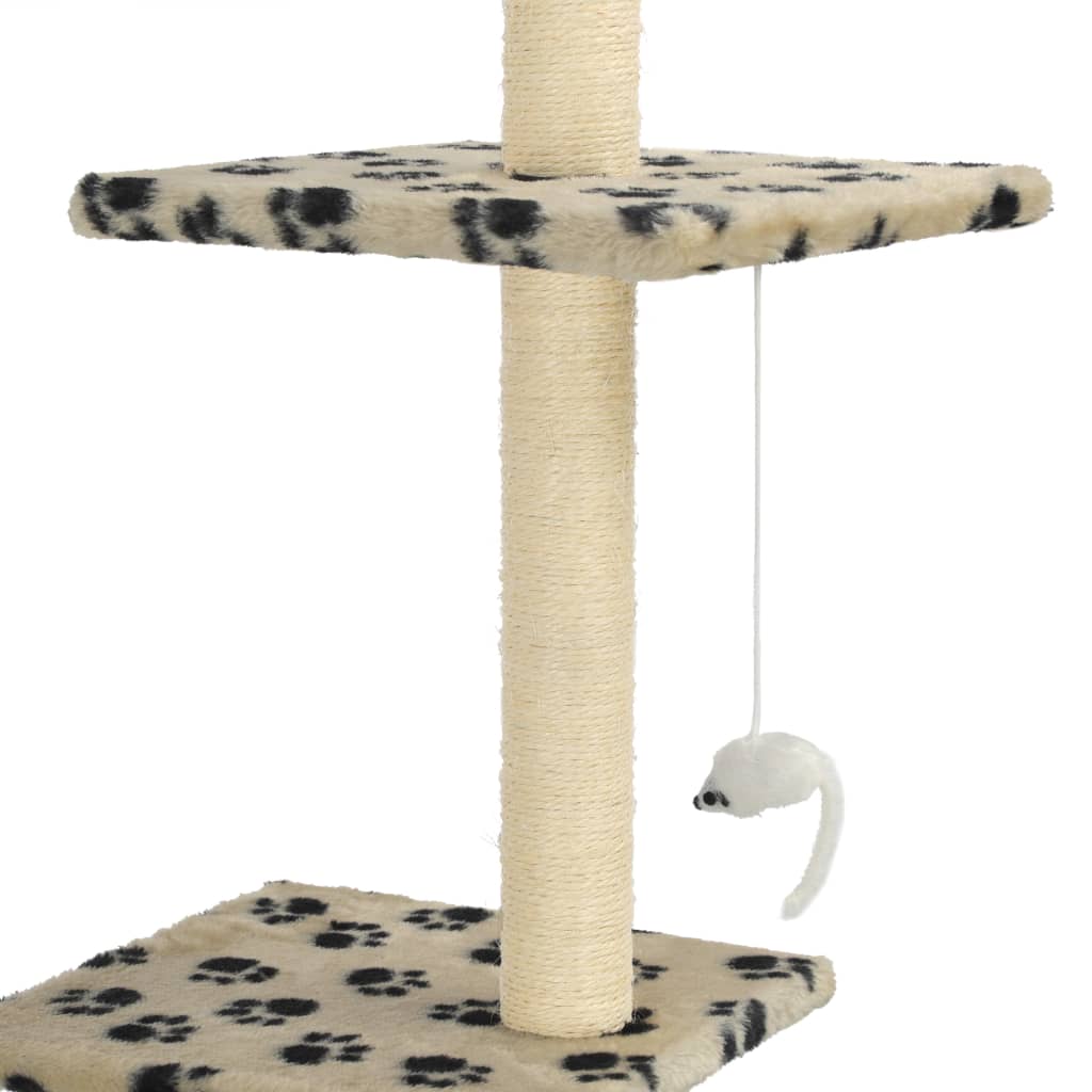 Cat Tree with Sisal Scratching Posts 260 cm Beige Paw Prints