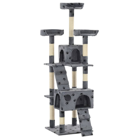 Cat Tree with Sisal Scratching Posts 170 cm Paw Prints Grey