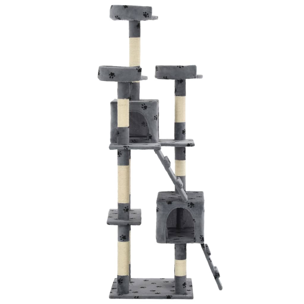 Cat Tree with Sisal Scratching Posts 170 cm Paw Prints Grey