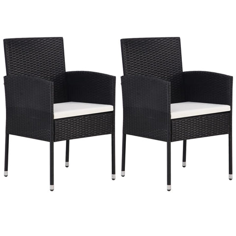 Garden Chair 2 pcs Poly Rattan Black