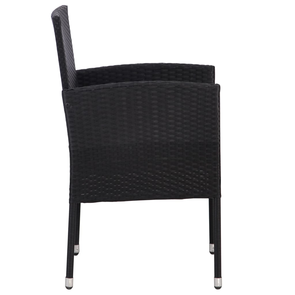 Garden Chair 2 pcs Poly Rattan Black