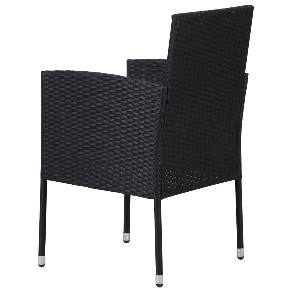 Garden Chair 2 pcs Poly Rattan Black