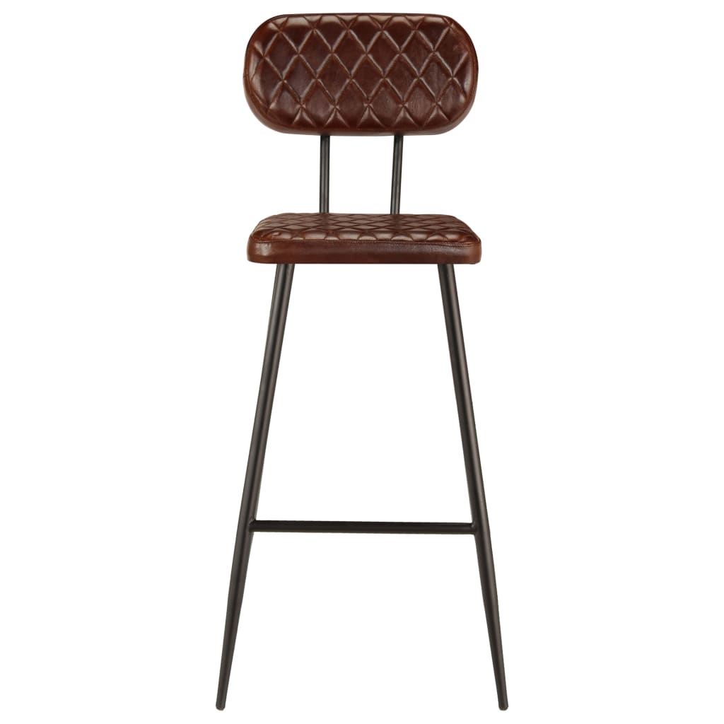 Bar Chairs 2 pcs Brown Real Leather