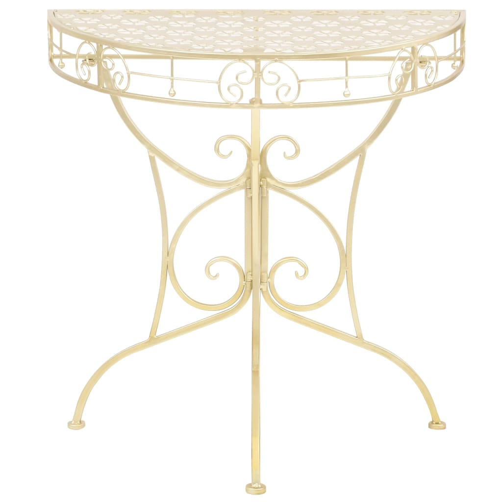 Side Table Vintage Style Half Round Metal Gold