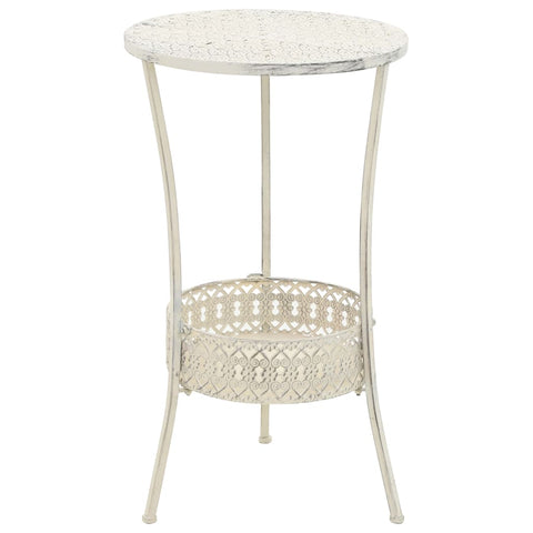 Bistro Table Vintage Style Round Metal White