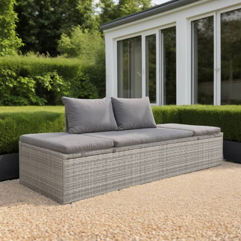 Garden Bed Grey Poly Rattan