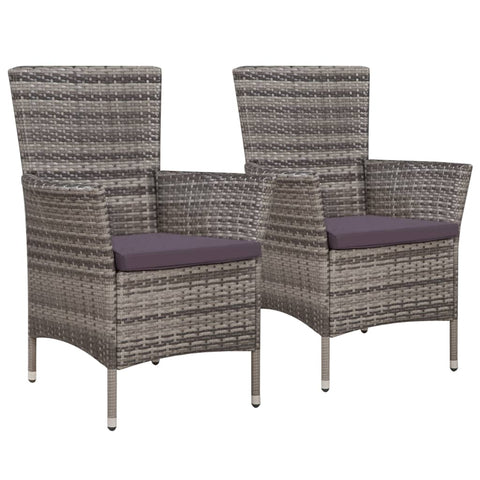 Garden Chairs 2 pcs with Cushions Poly Rattan Grey