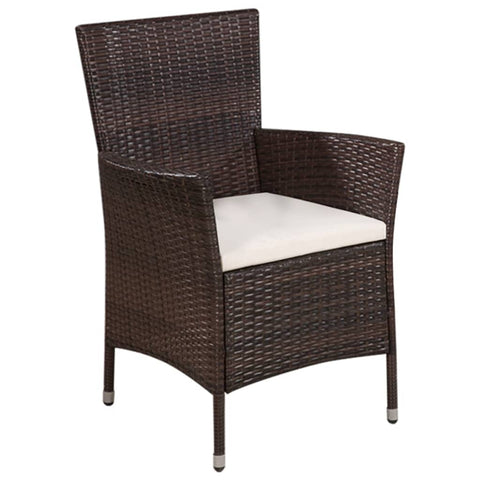 Outdoor Chair and Stool with Cushions Poly Rattan Brown