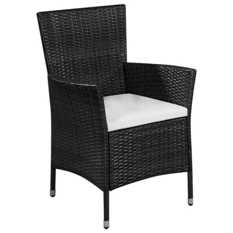 Outdoor Chair and Stool with Cushions Poly Rattan Black