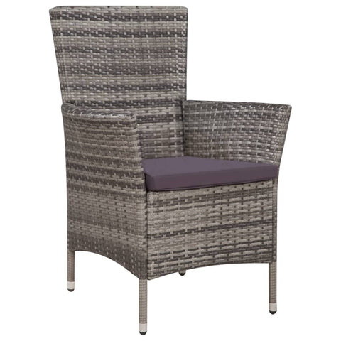 Outdoor Chair and Stool with Cushions Poly Rattan Grey