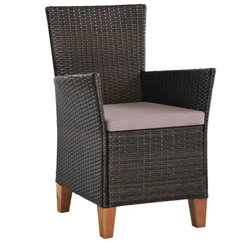 Outdoor Chairs with Cushions 2 pcs Poly Rattan Brown