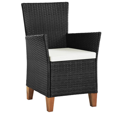 Outdoor Chairs with Cushions 2 pcs Poly Rattan Black