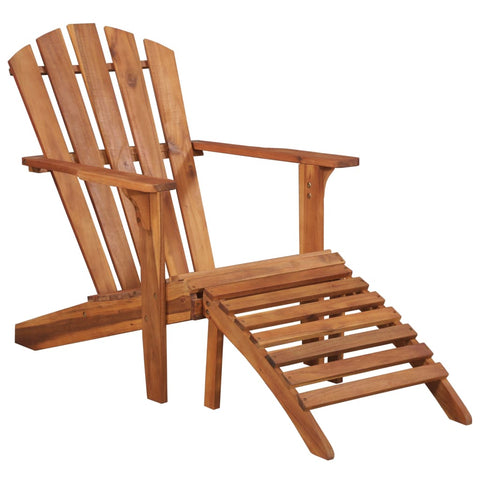 Garden Adirondack Chair with Footrest Solid Acacia Wood