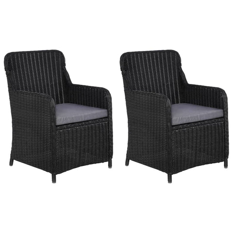 Outdoor Chairs with Cushions 2 pcs Poly Rattan Black