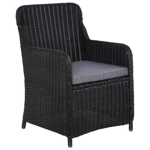 Outdoor Chairs with Cushions 2 pcs Poly Rattan Black