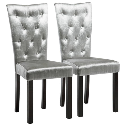 Dining Chairs 2 pcs Silver Velvet