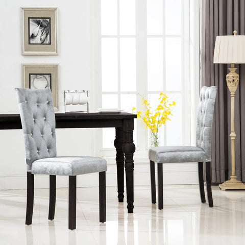 Dining Chairs 2 pcs Silver Velvet