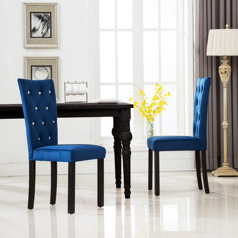 Dining Chairs 2 pcs Dark Blue Velvet