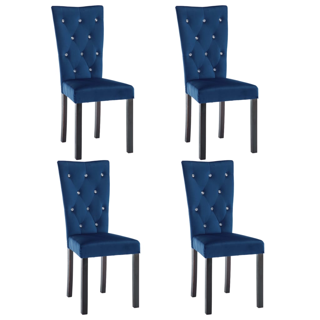 Dining Chairs 4 pcs Dark Blue Velvet