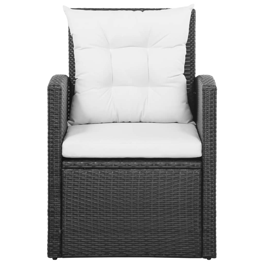 5 Piece Garden Lounge Set with Cushions Poly Rattan Black