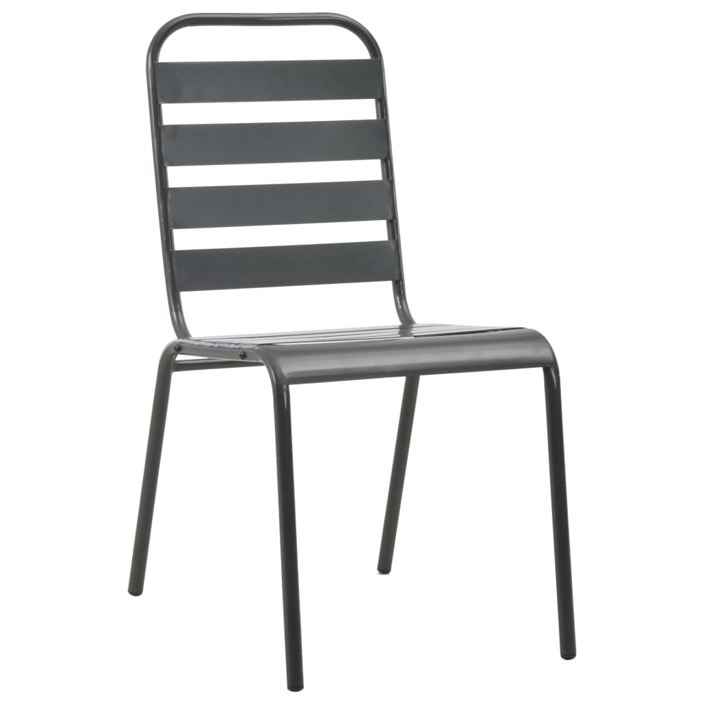 Stackable Outdoor Chairs 2 pcs Steel Grey