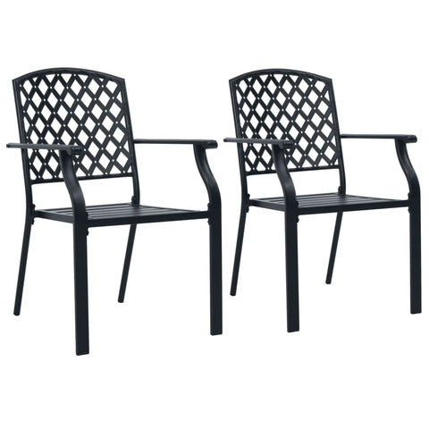 Stackable Outdoor Chairs 2 pcs Steel Black