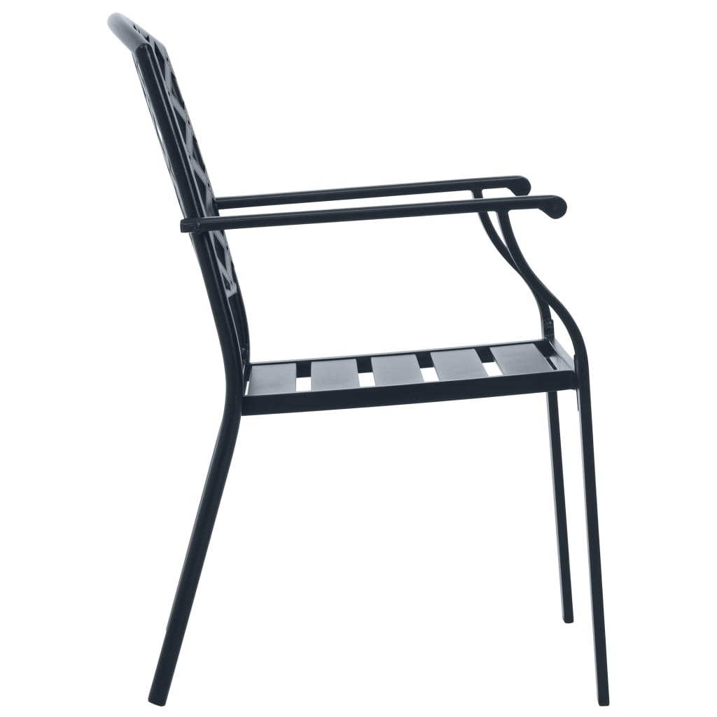 Stackable Outdoor Chairs 2 pcs Steel Black