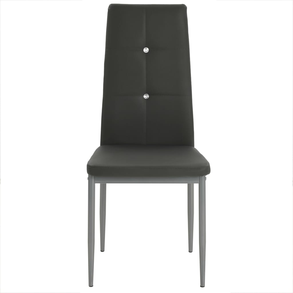 Dining Chairs 4 pcs Grey Leather