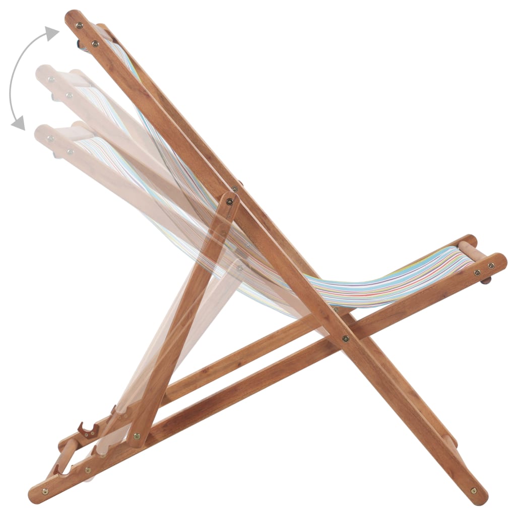 Folding Beach Chair Fabric and Wooden Frame Multicolour