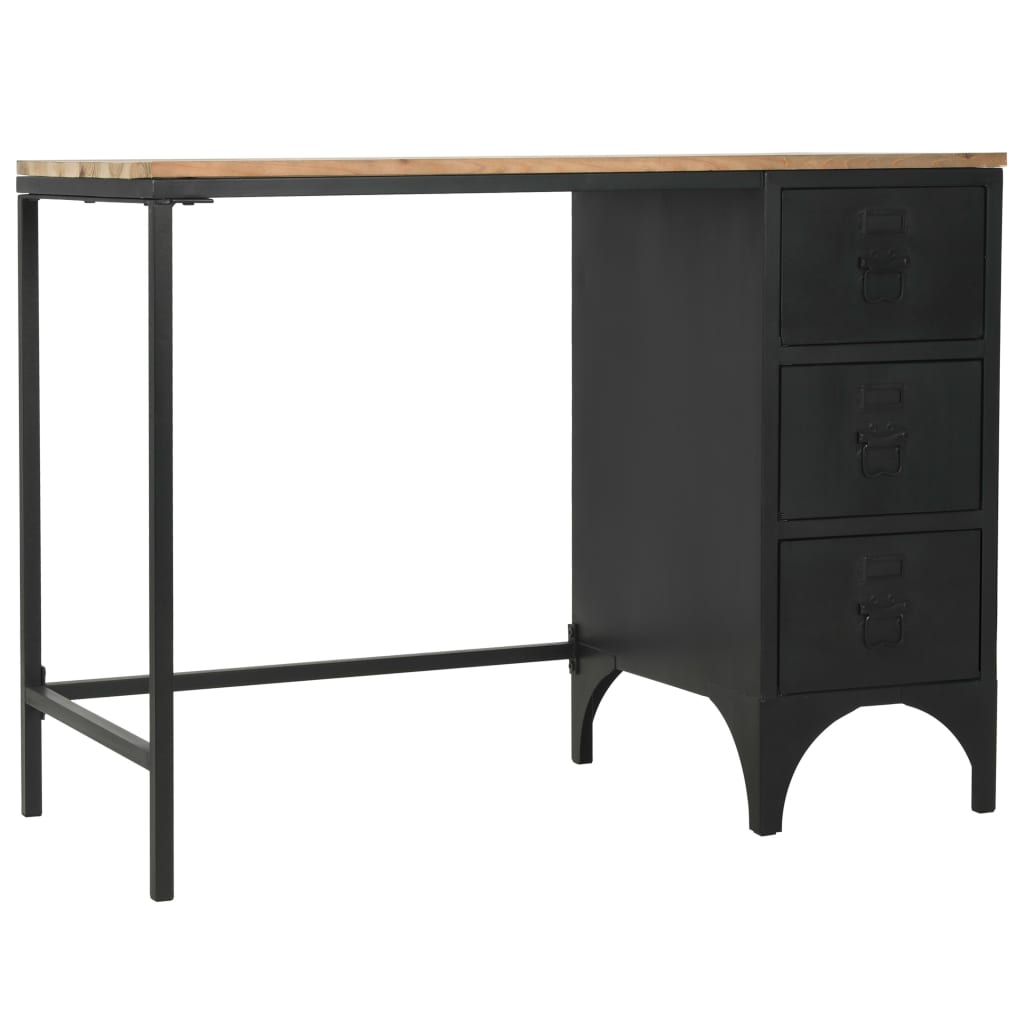 Single Pedestal Desk Solid Firwood and Steel