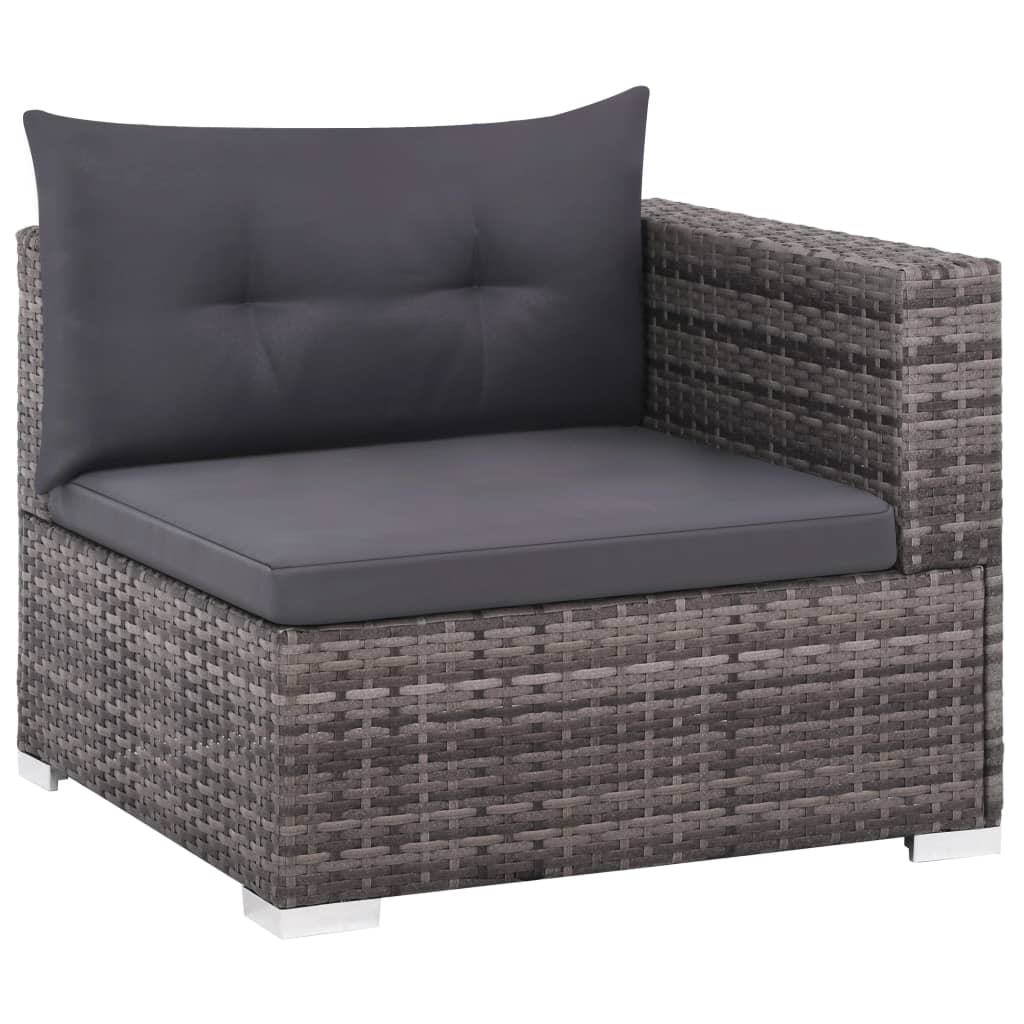 3 Piece Garden Lounge Set with Cushions Poly Rattan Grey