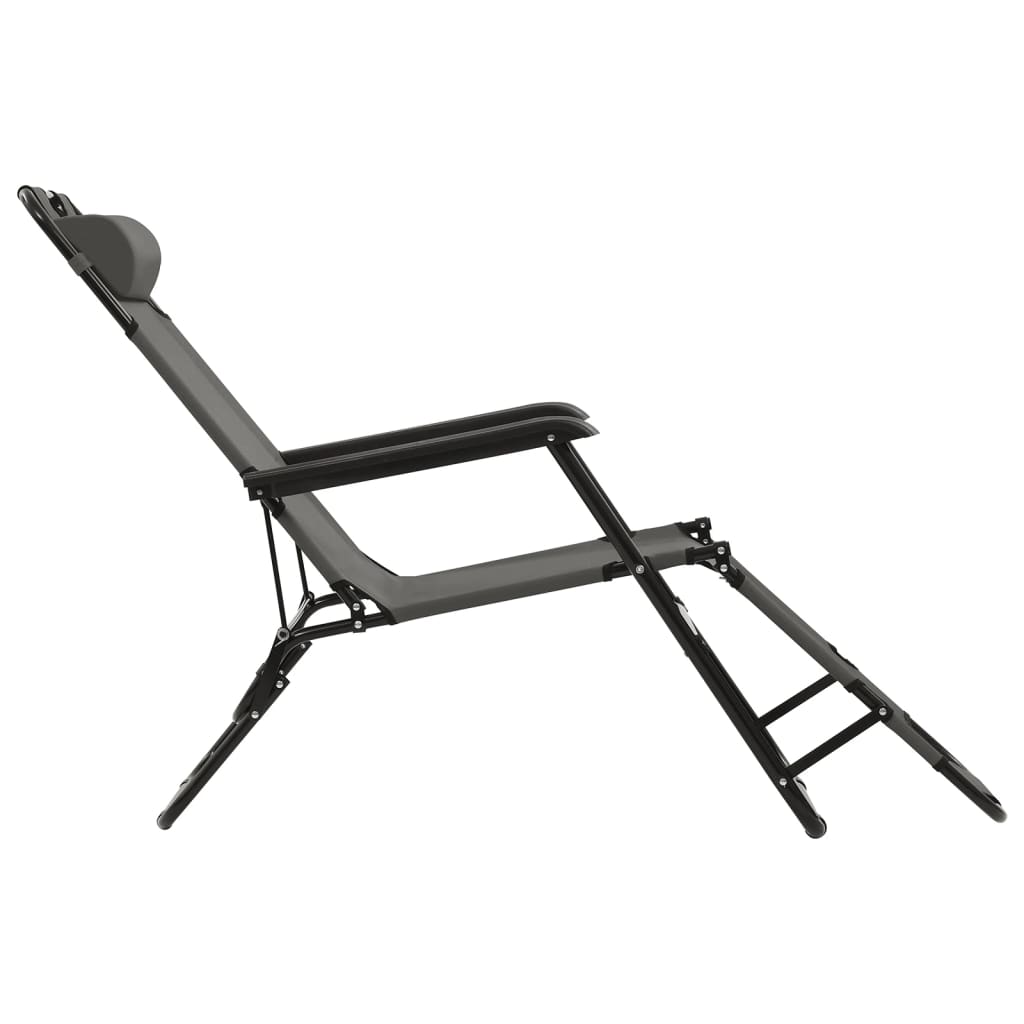 Folding Sun Loungers 2 pcs with Footrests Steel Grey