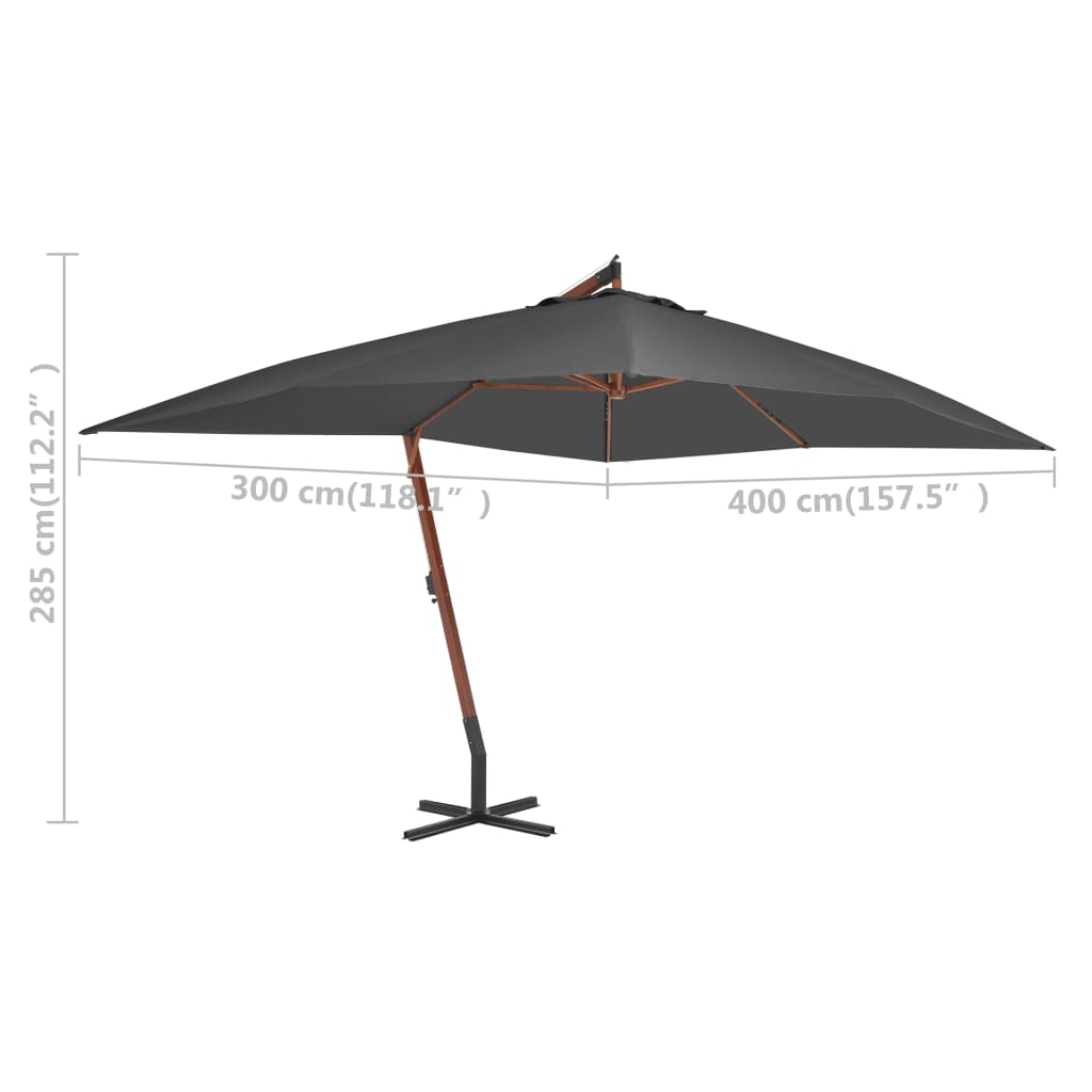 Cantilever Umbrella with Wooden Pole Anthracite