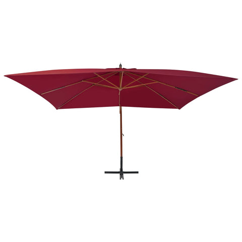 Cantilever Umbrella with Wooden Pole Bordeaux Red