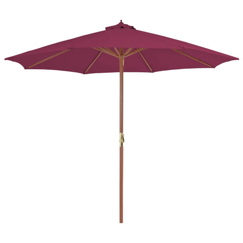 Outdoor Parasol with Wooden Pole Bordeaux Red