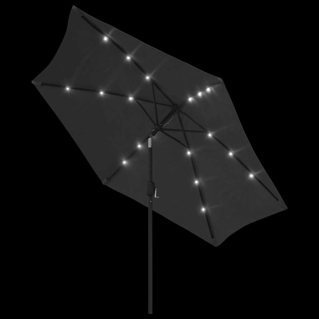 Outdoor Parasol with LED Lights and Steel Pole 300cm Anthracite