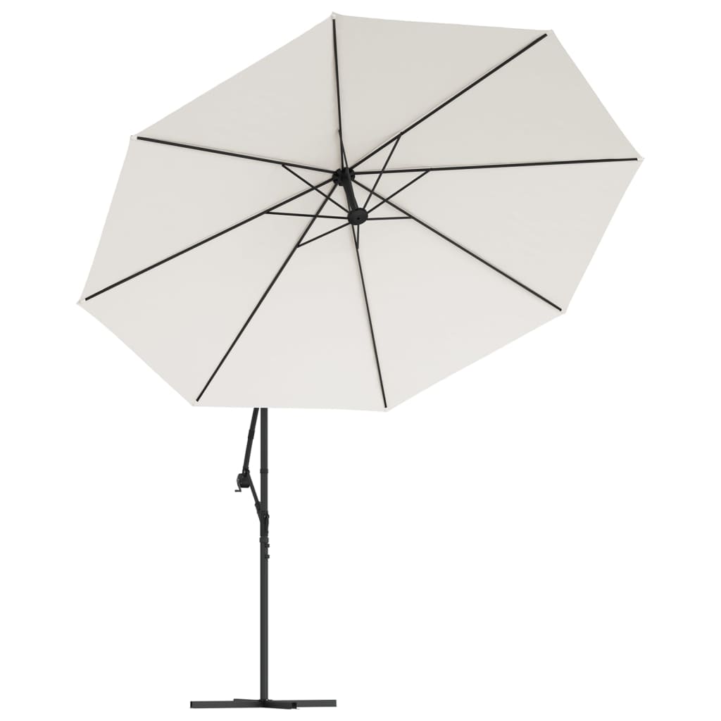 Cantilever Umbrella with LED Lights and Metal Pole 350 cm Sand