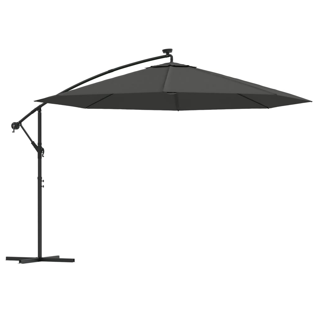 Cantilever Umbrella with LED Lights and Metal Pole 350 cm Anthracite