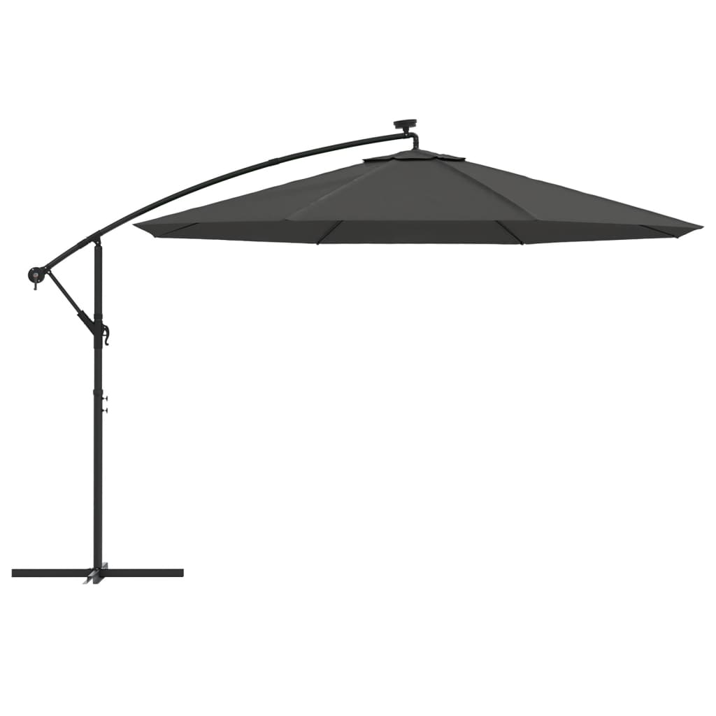 Cantilever Umbrella with LED Lights and Metal Pole 350 cm Anthracite