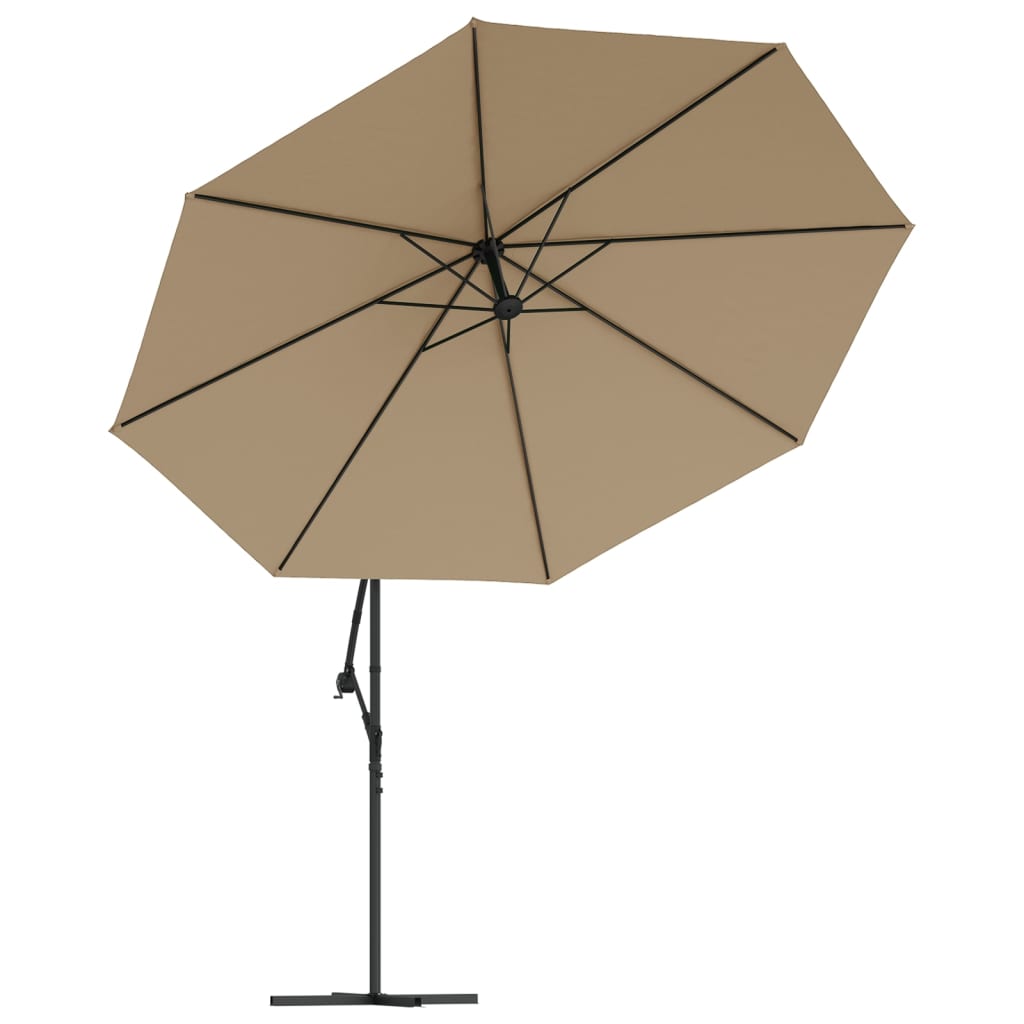 Cantilever Umbrella with LED Lights and Metal Pole 350 cm Taupe