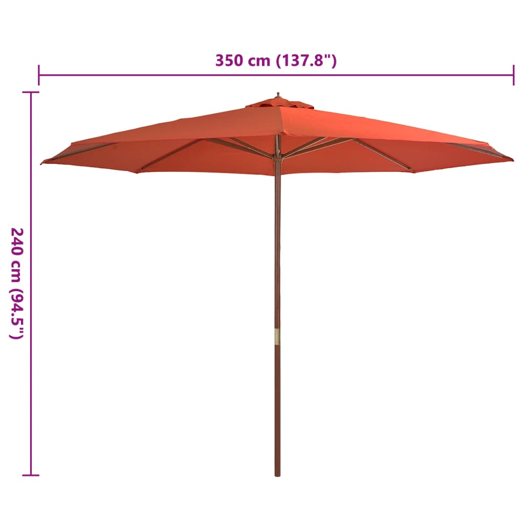 Outdoor Parasol with Wooden Pole 350 cm Terracotta