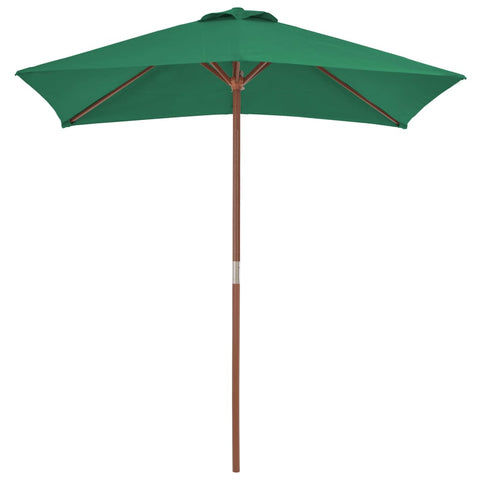 Outdoor Parasol with Wooden Pole  Green