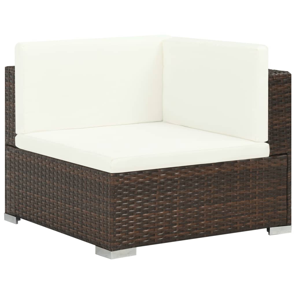 6 Piece Garden Lounge Set with Cushions Poly Rattan Brown