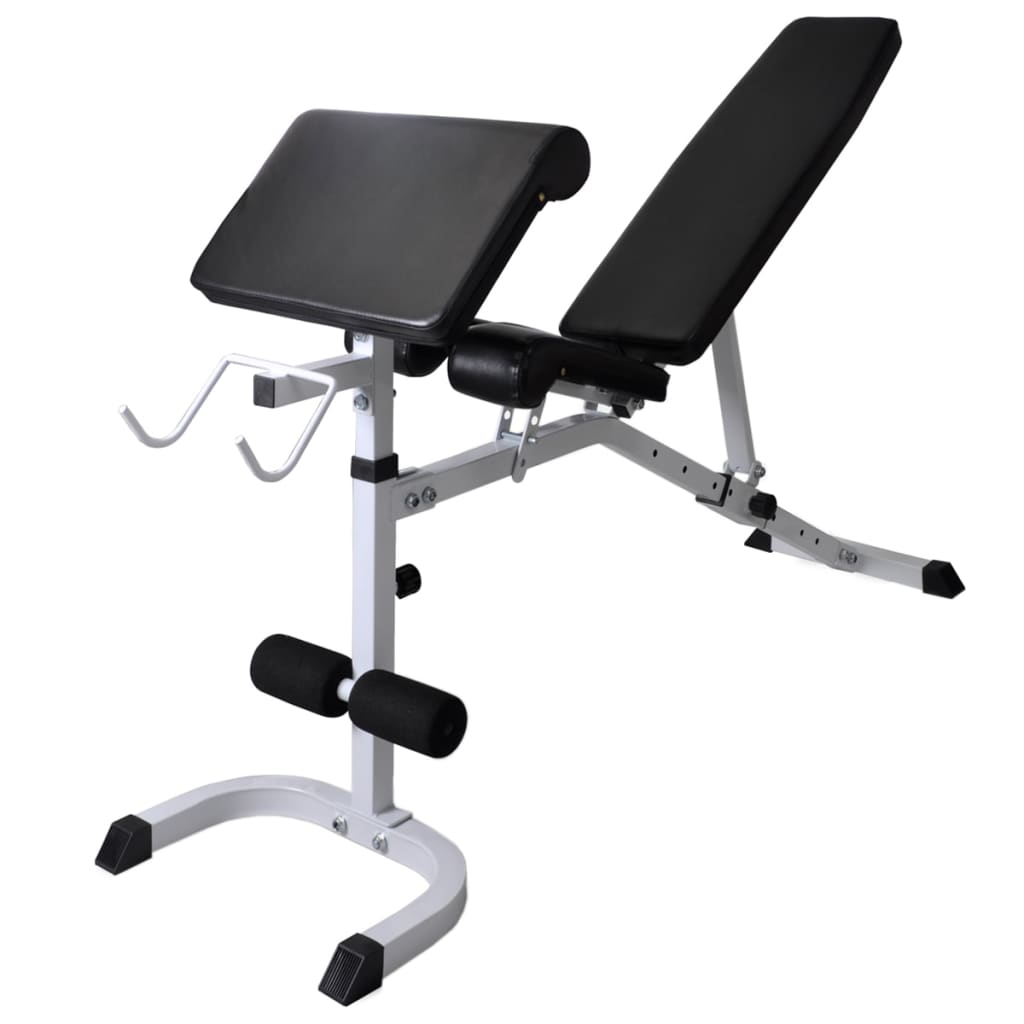 Workout Bench with Weight Rack Barbell and Dumbbell Set 60.5kg