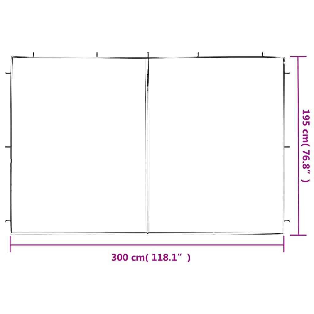 Party Tent Sidewall 2 pcs with Zipper PE Anthracite