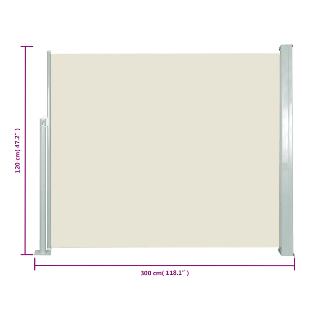 Retractable Side Awning - Cream